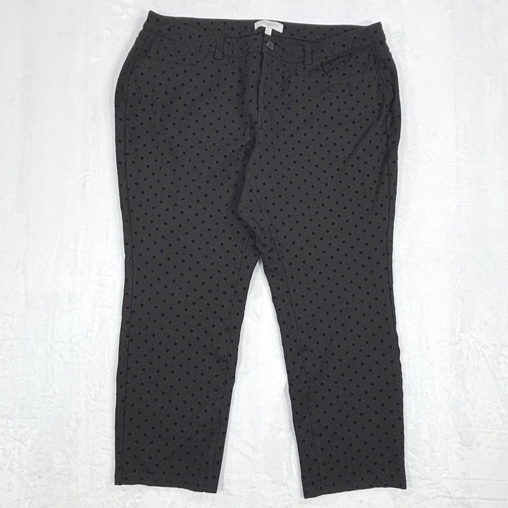Talbots Woman Black Polka Dot Ankle Pants 16W Slim Leg Stretch Career Trousers